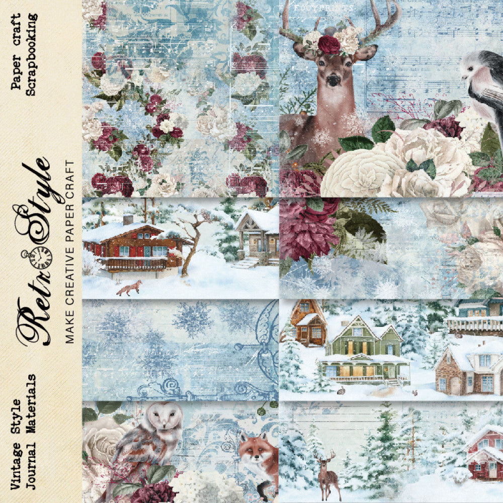 A5 16 sheets vintage winter material paper image 1