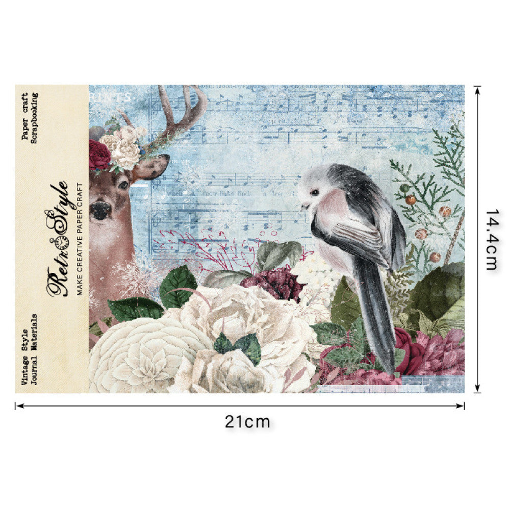 A5 16 sheets vintage winter material paper image 2
