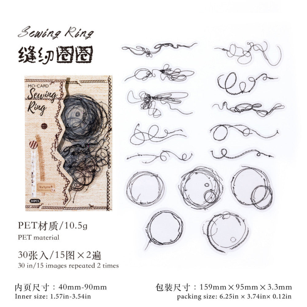 Sewing studio creative line material PET Stickers 4 Styles 30 Pcs