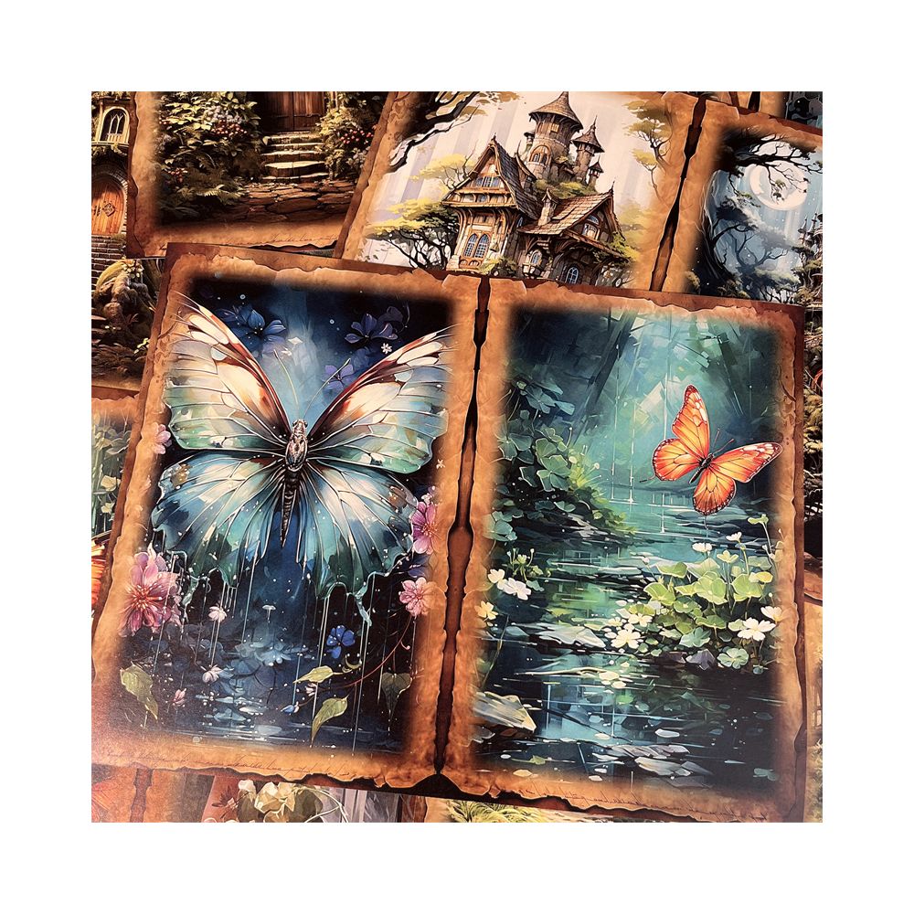 Forest style Butterfly Elf Tree House Fairy Background Paper 14cm 18cm image 2