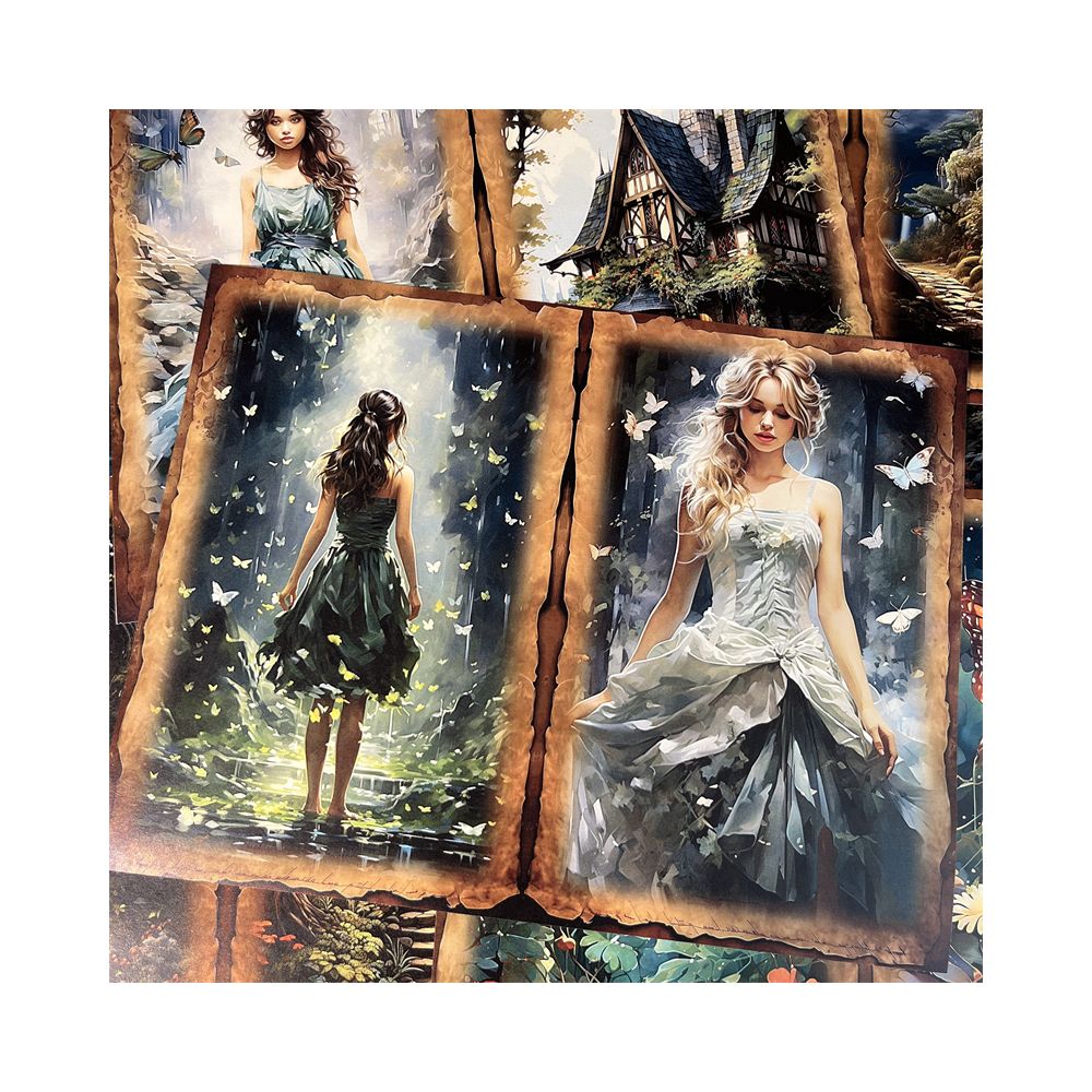 Forest style Butterfly Elf Tree House Fairy Background Paper 14cm 18cm image 3