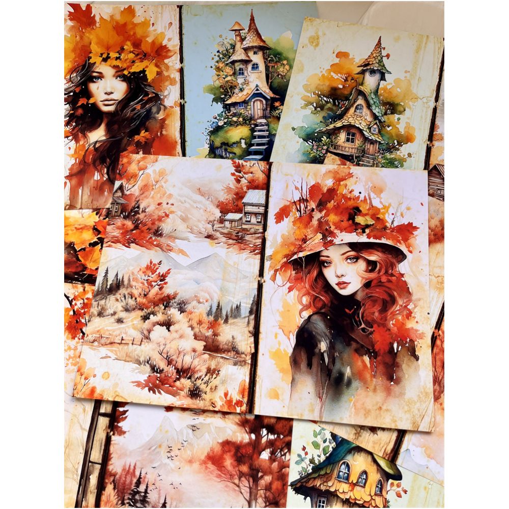 Autumn Countryside Forest Girl Background Paper 14cm 18cm image 2