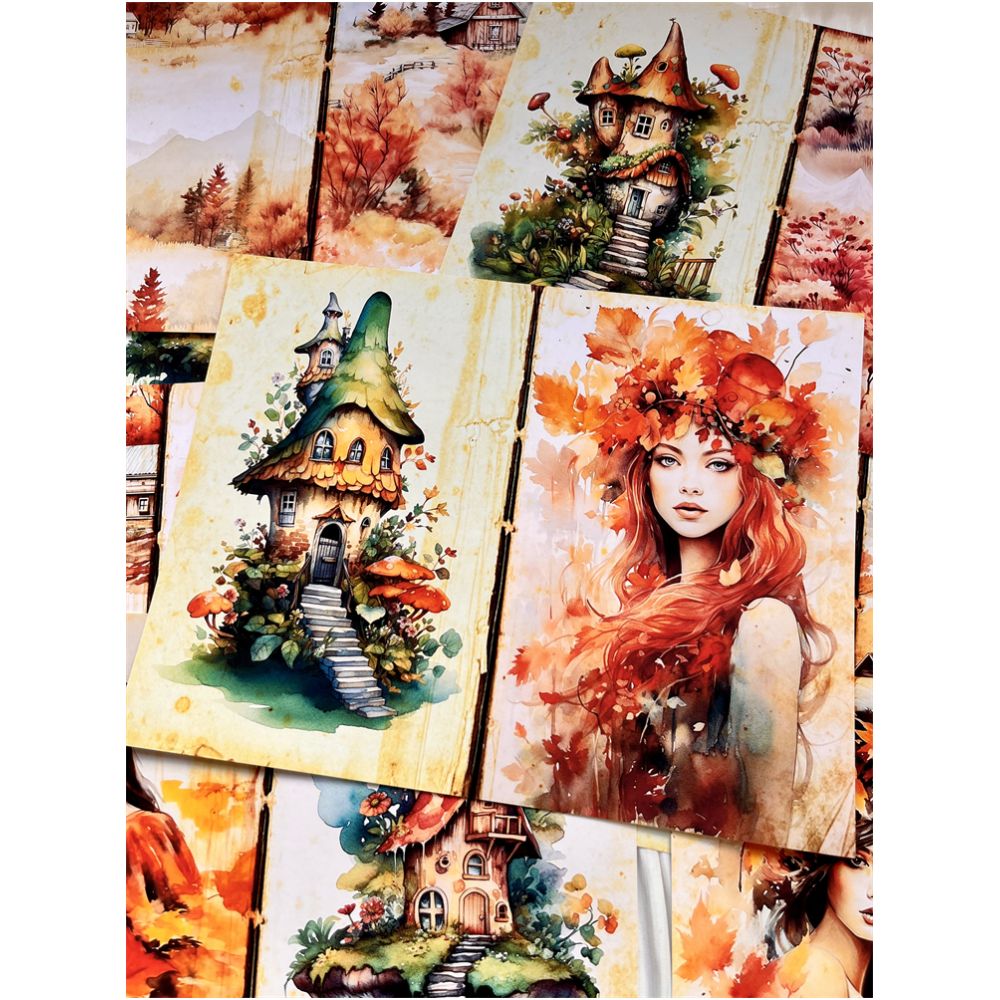 Autumn Countryside Forest Girl Background Paper 14cm 18cm image 3