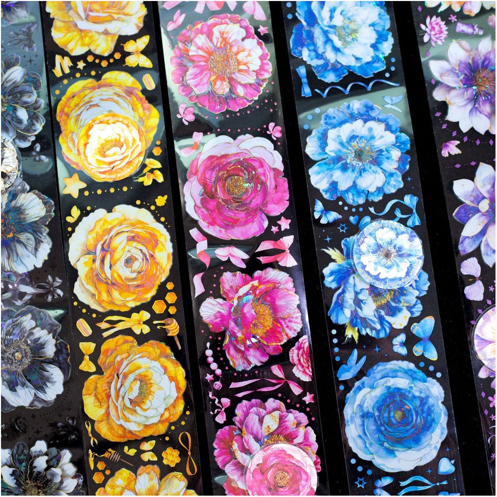 Flower Series Retro Large Stickers PET Tape 5 Options image 3