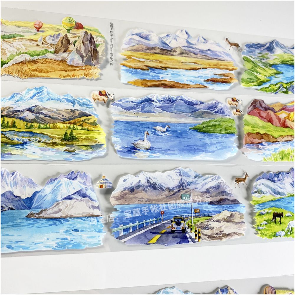 Landscape series between snow capped mountains PET Tape 7cm 125cm image 0