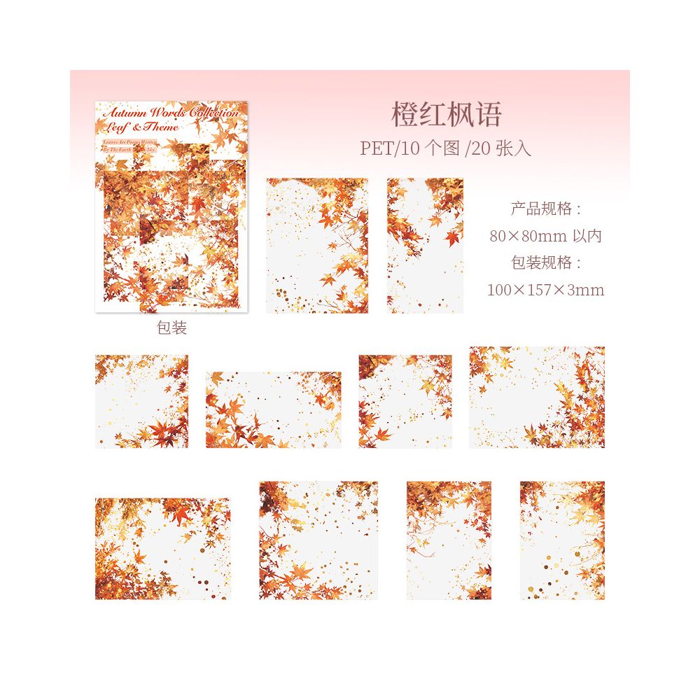 Autumn Words Collection Series 20 Leaf PET Stickers image 7