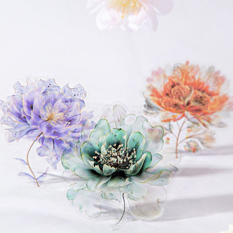 Floating Flower Painting Series PET Stickers 15 Pcs 6 Designs image 3