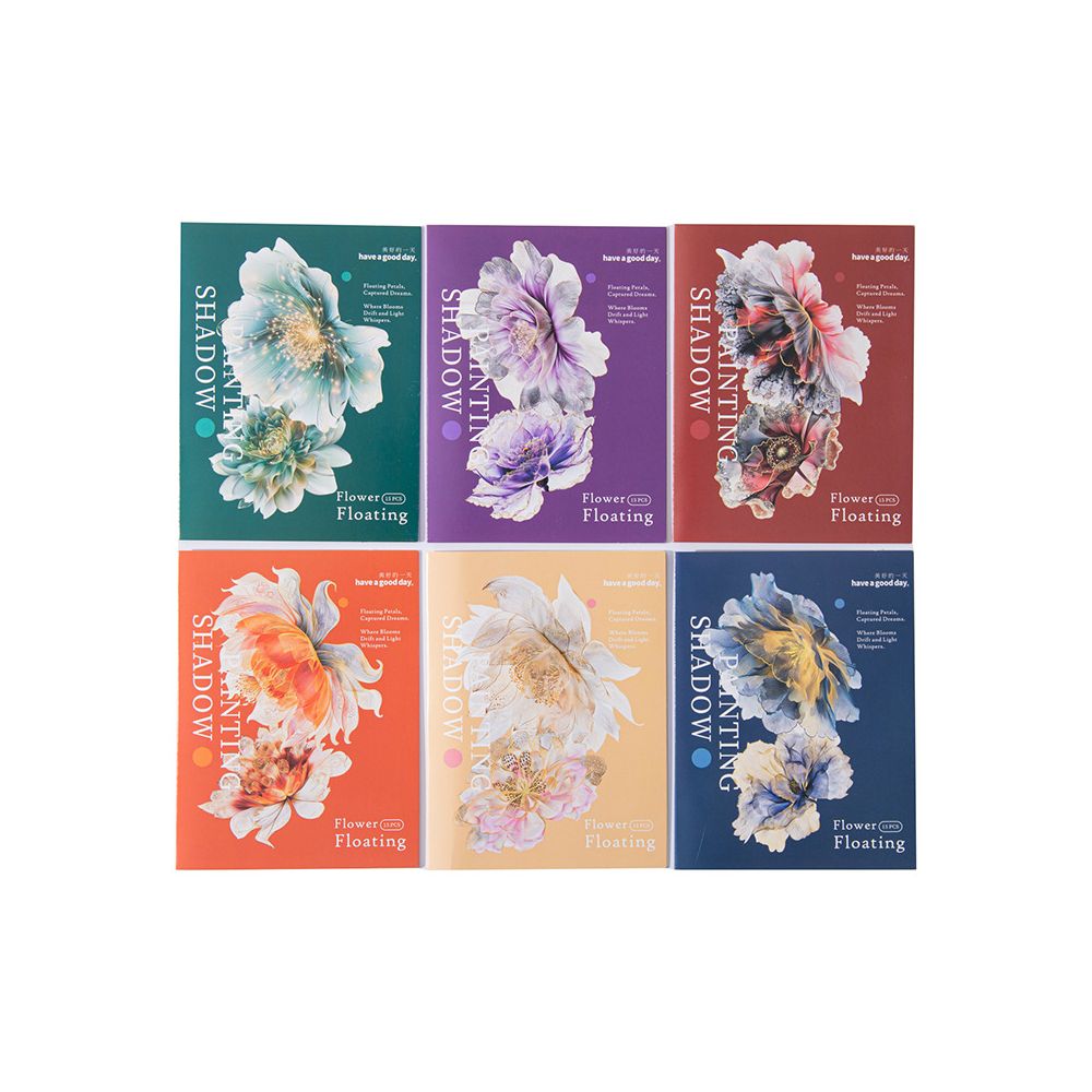 Floating Flower Painting Series PET Stickers 15 Pcs 6 Designs image 4