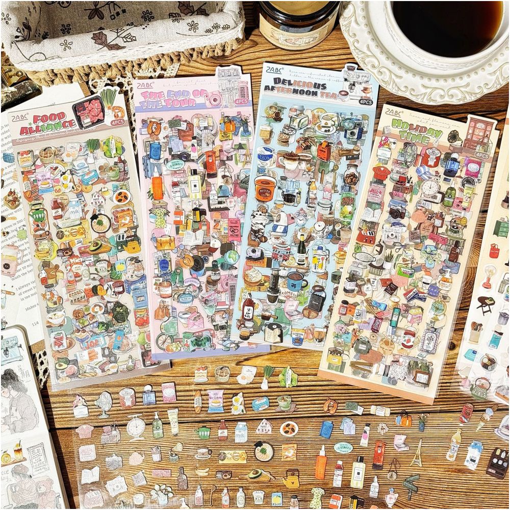 Leisure Time Series Light Retro MINI Stickers 4 Types image 0