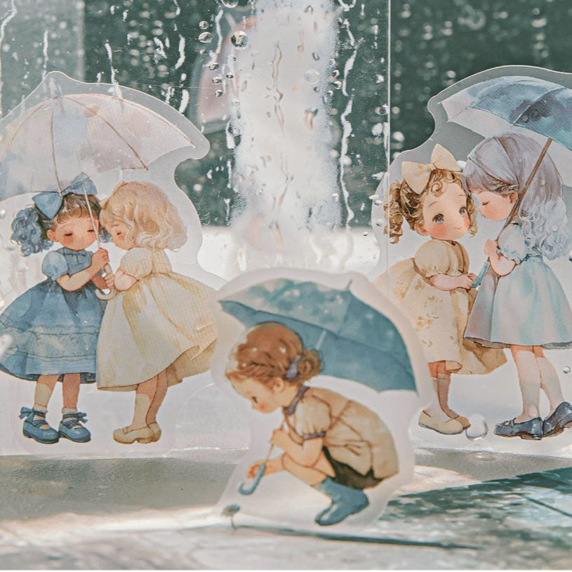 Rainy Season Fairy Tale Series Cute Character PET Stickers 4 Styles image 0