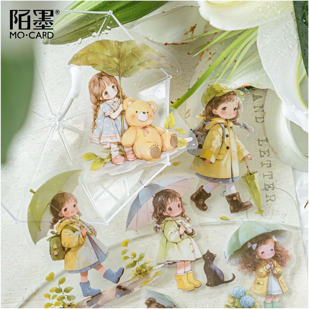 Rainy Season Fairy Tale Series Cute Character PET Stickers 4 Styles image 3