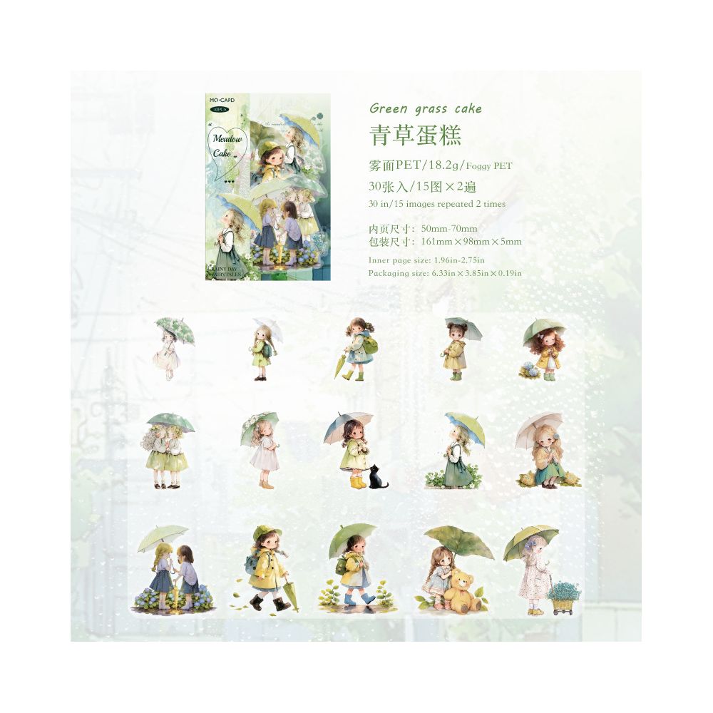 Rainy Season Fairy Tale Series Cute Character PET Stickers 4 Styles image 8
