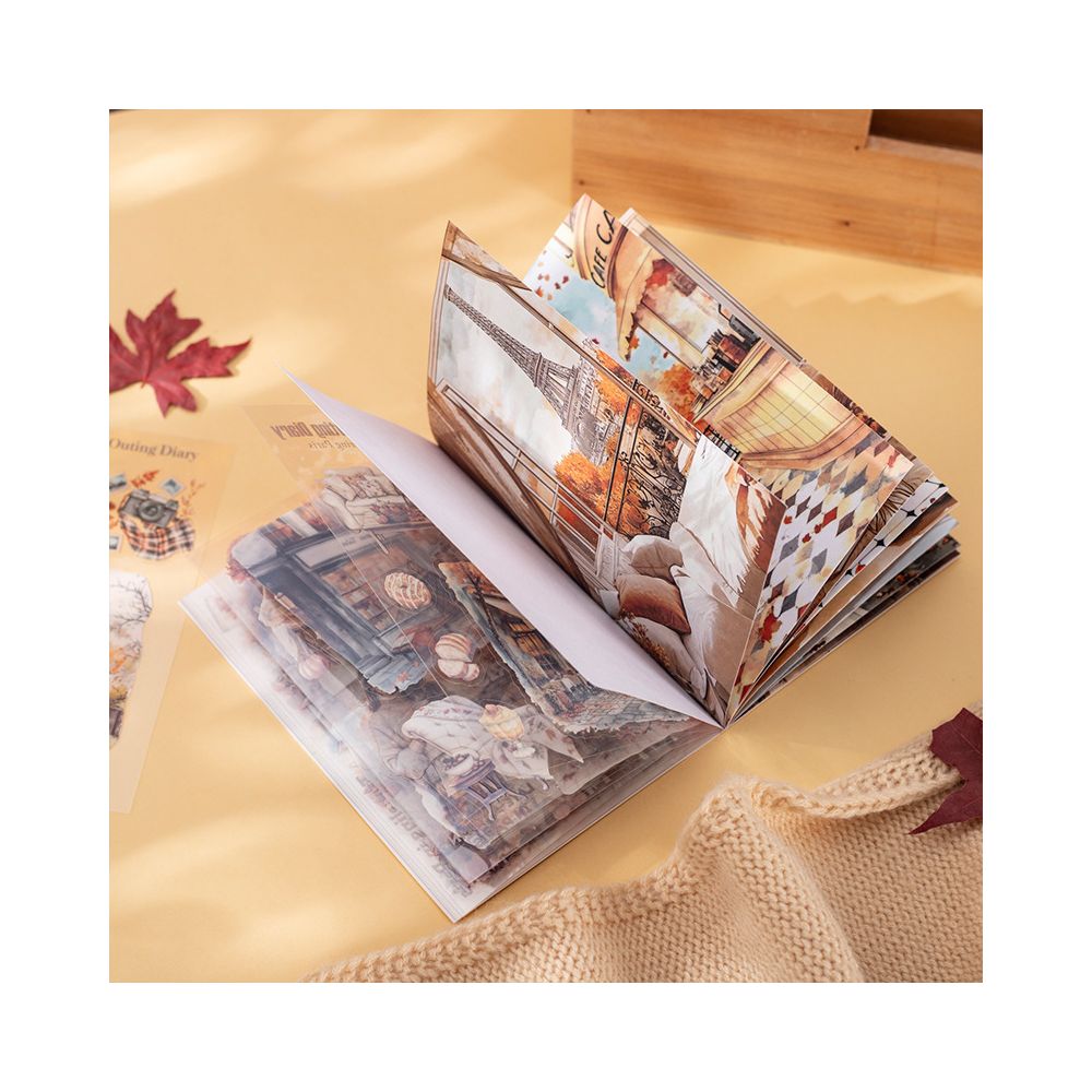 Paris Autumn Series Dual Material Sticker Book 6 Styles image 0
