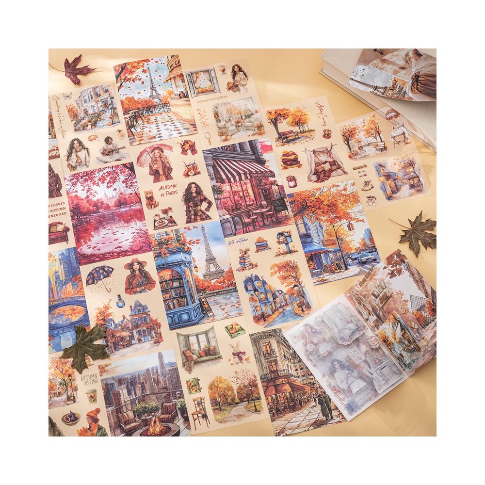 Paris Autumn Series Dual Material Sticker Book 6 Styles image 1