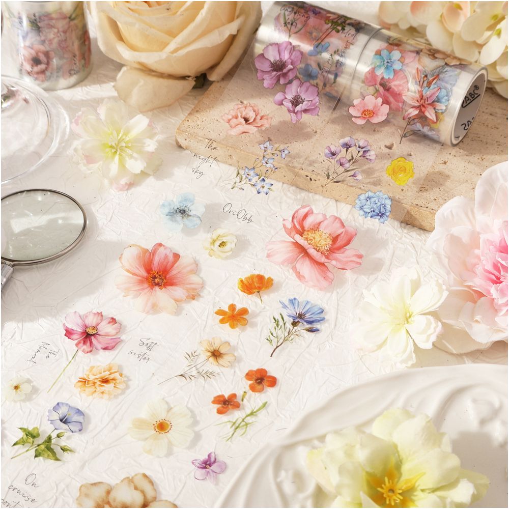 Flower Series 2 Types 6 Rolls PET Tape Set image 2
