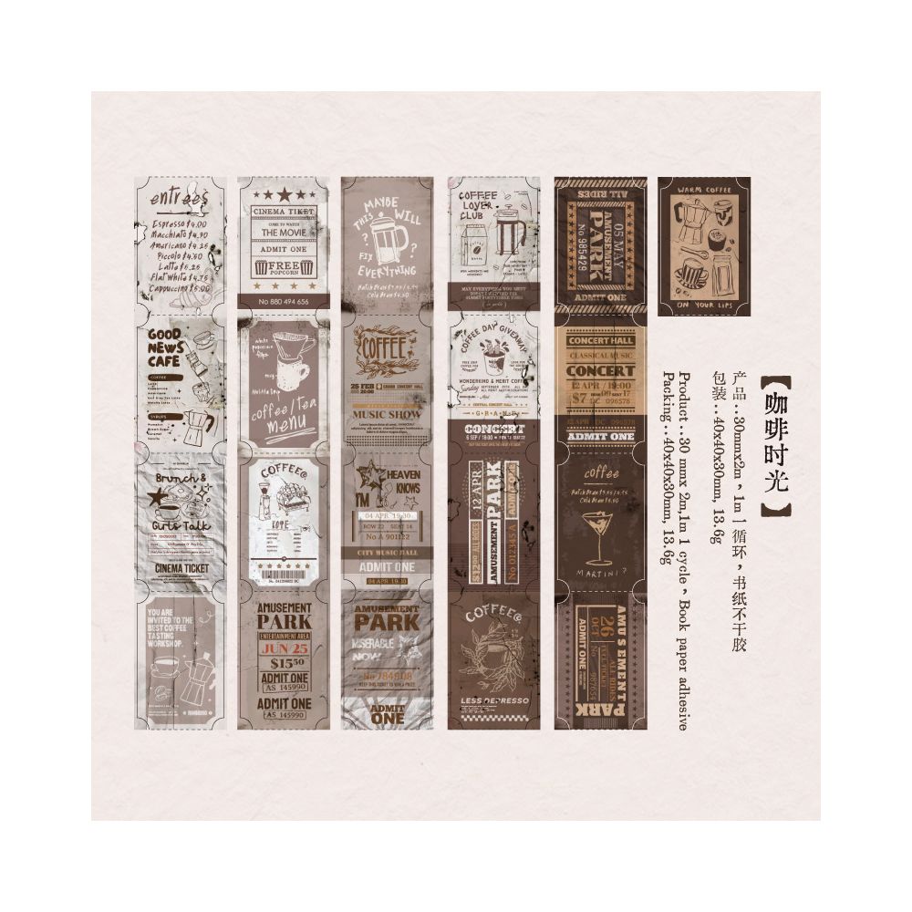 Note Series Long Circular Tape  5 Styles 3cm / 2m