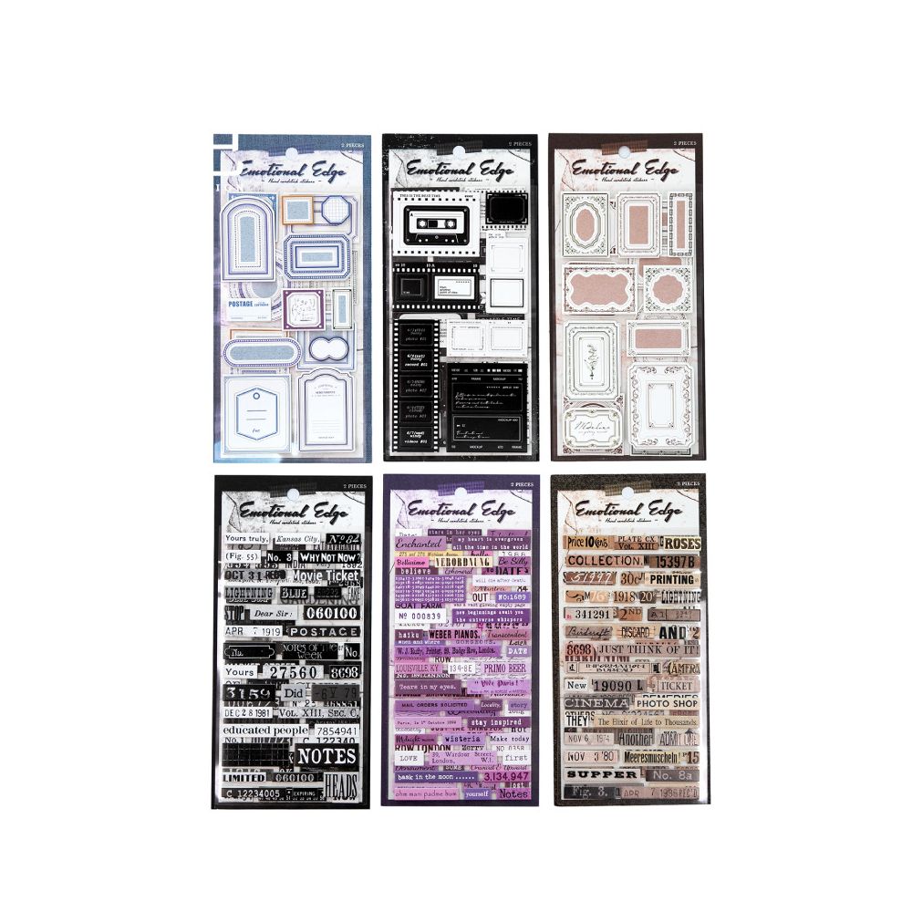 Emotional Edge Series Retro Hard Card Stickers 2 Sheets 6 Types image 4