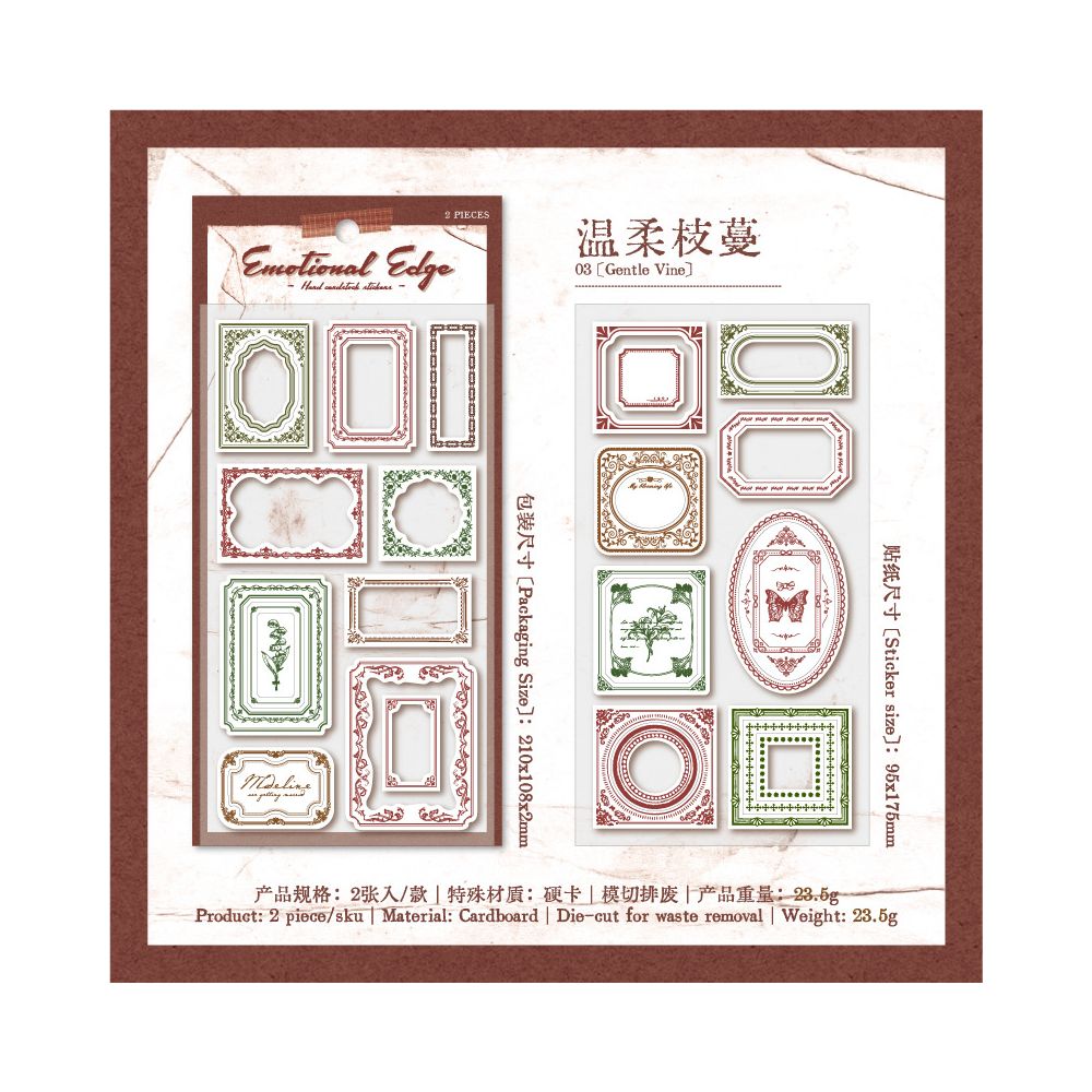 Emotional Edge Series Retro Hard Card Stickers 2 Sheets 6 Types image 5