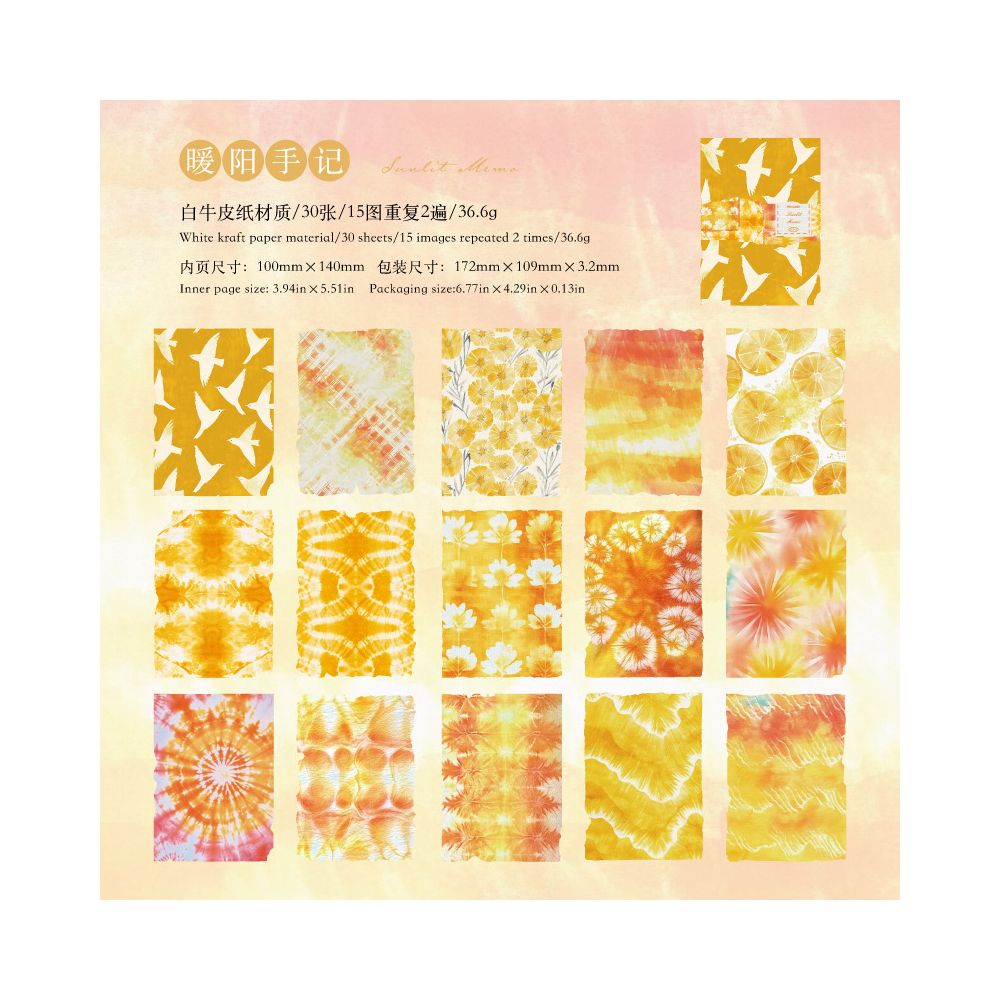 Retro Handmade Material Paper 30 Sheets 6 Styles