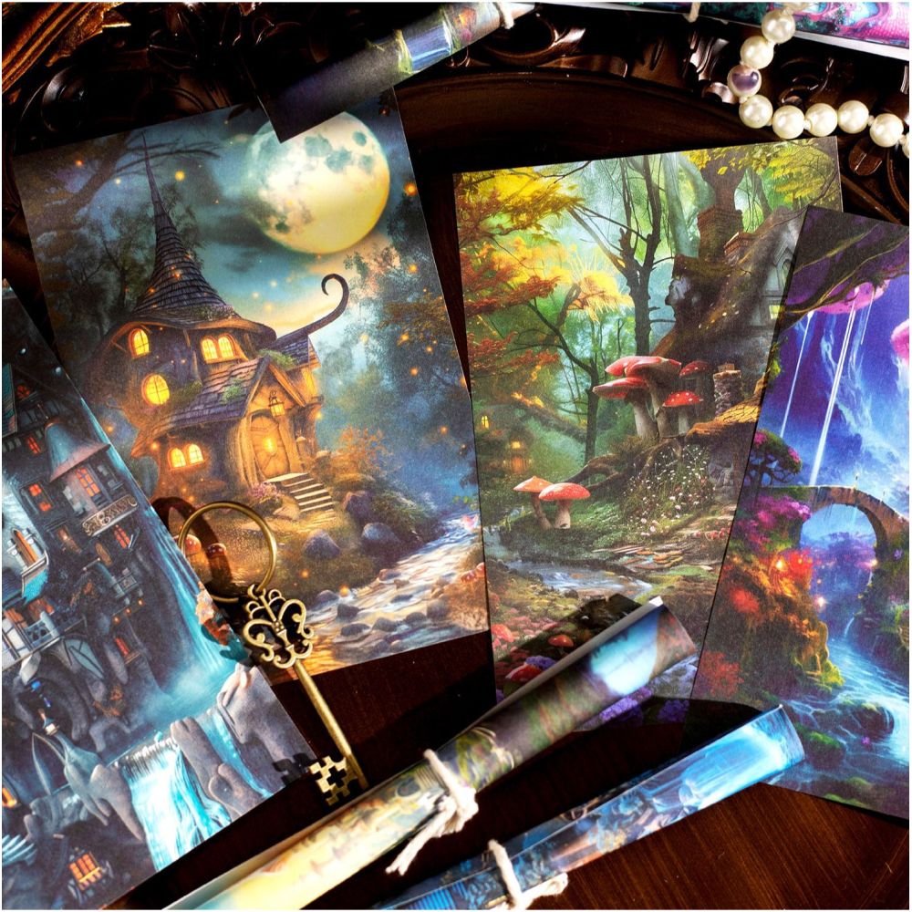 Fantasy Territory Series Retro Material Paper 30 Pieces 5 Types image 3