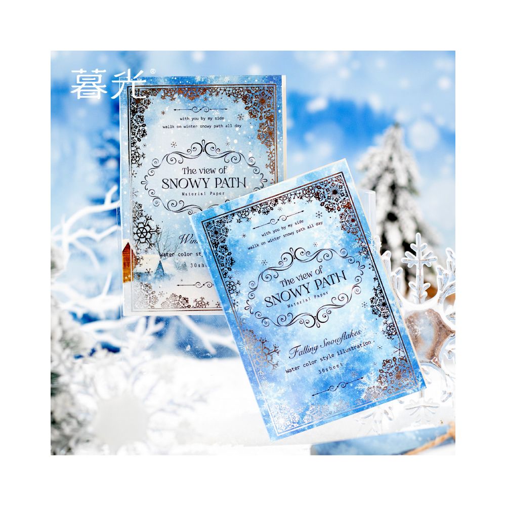 Path Snow Scene Series 30 Sheets Material Paper 4 Styles image 0