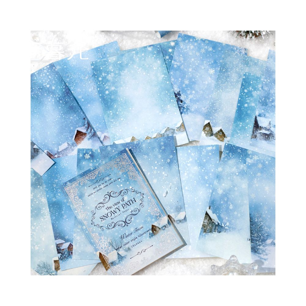 Path Snow Scene Series 30 Sheets Material Paper 4 Styles image 1