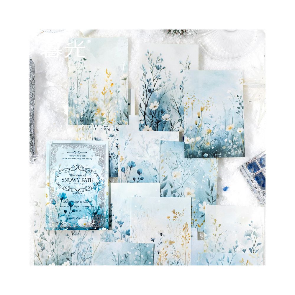 Path Snow Scene Series 30 Sheets Material Paper 4 Styles image 2