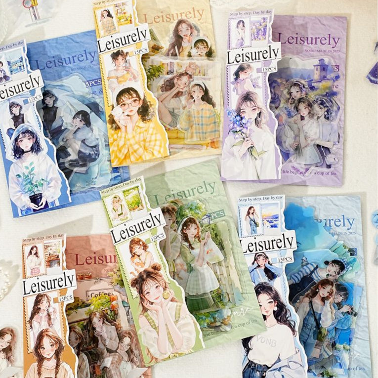 Leisurely Prelude Series PET Stickers 15 Pcs 6 styles image 0