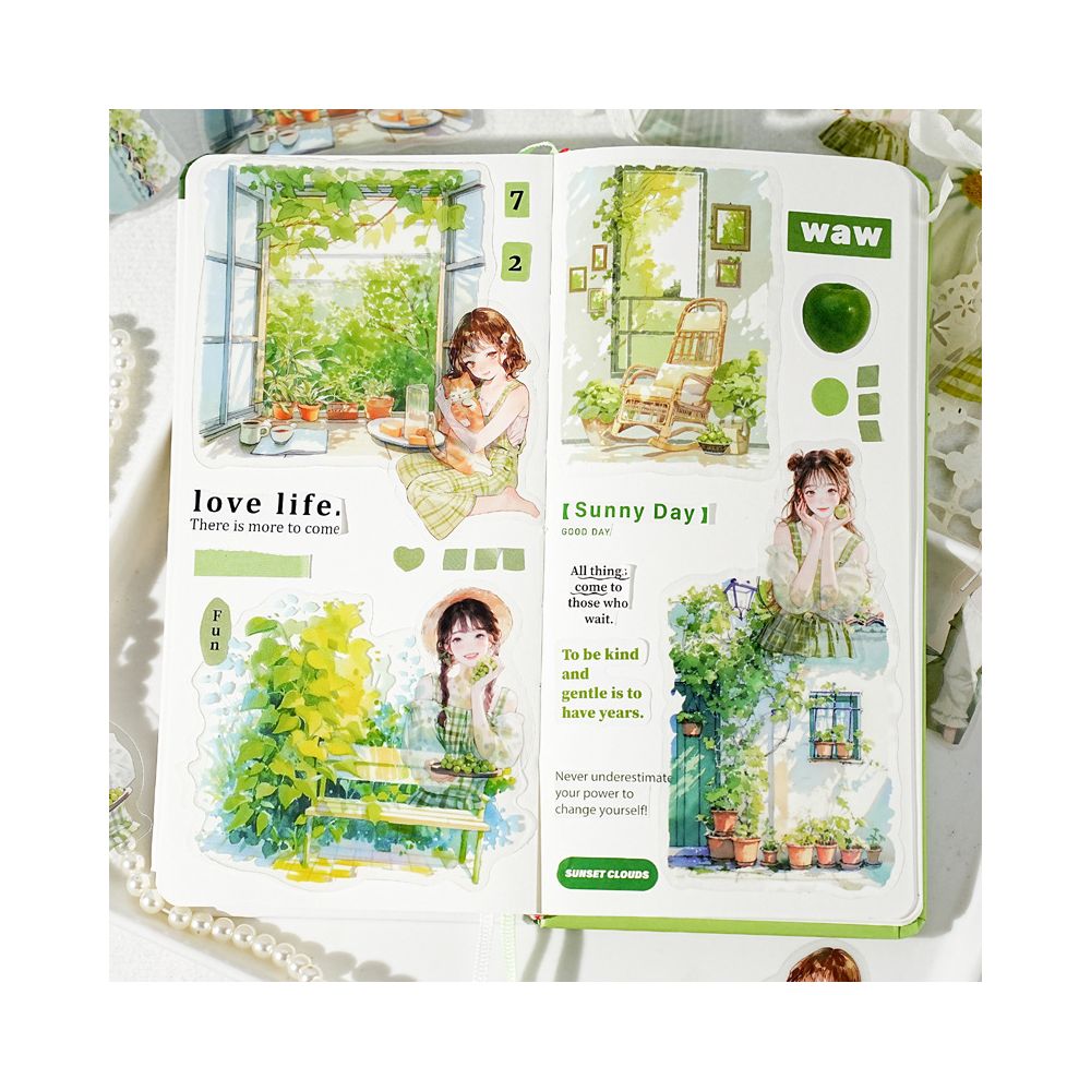 Leisurely Prelude Series PET Stickers 15 Pcs 6 styles image 3