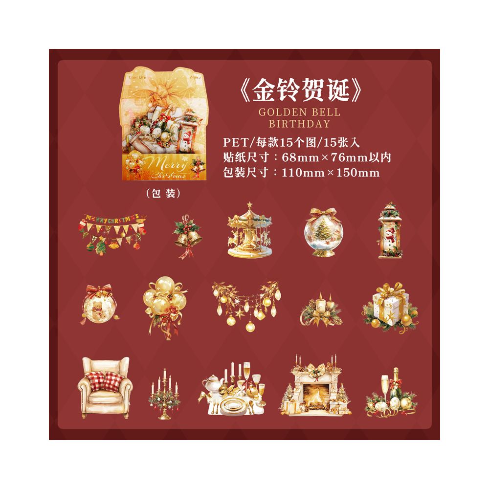 Christmas Surprise Night Series PET Stickers 15 Sheets 6 Types
