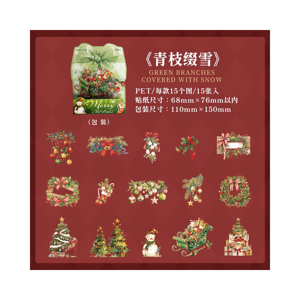 Christmas Surprise Night Series PET Stickers 15 Sheets 6 Types image 7