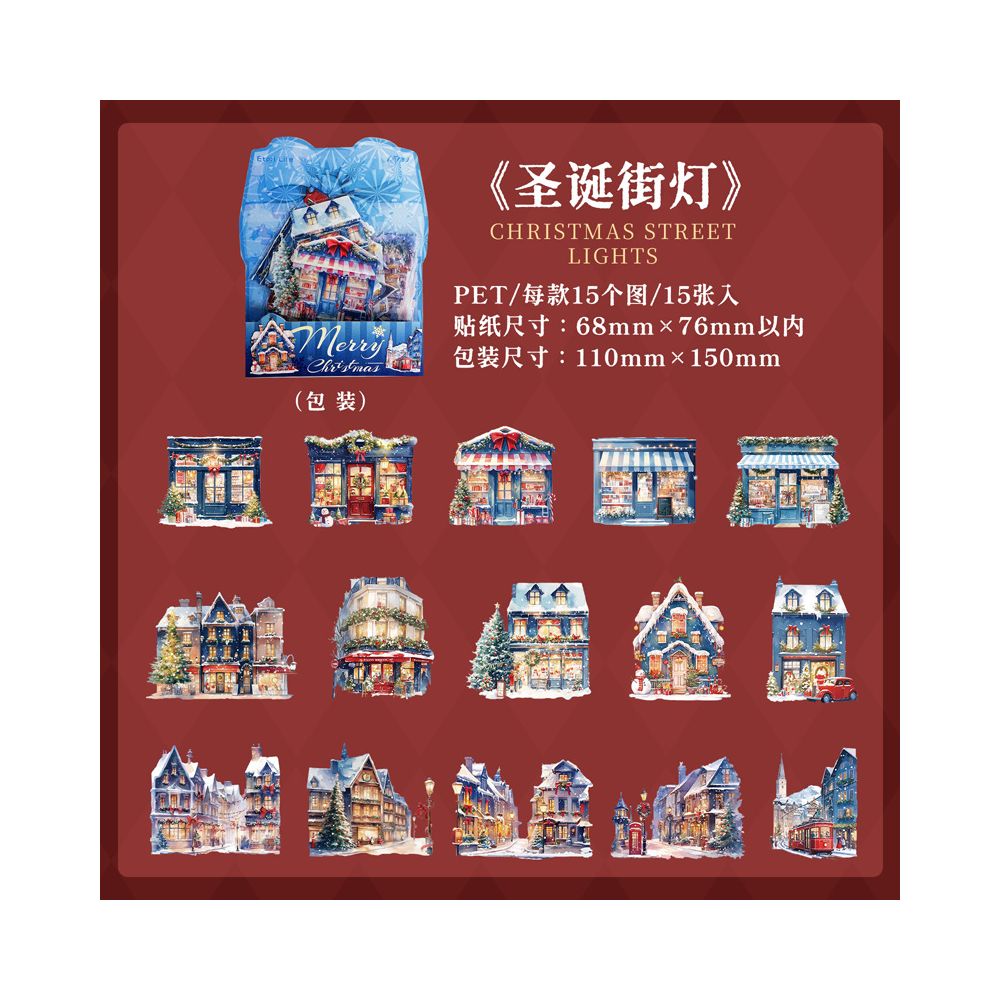 Christmas Surprise Night Series PET Stickers 15 Sheets 6 Types image 8