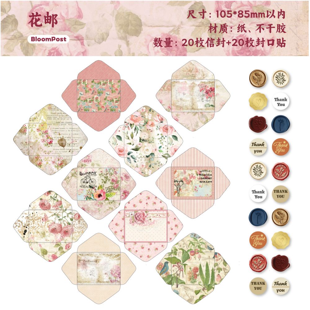 Folding Stamp Series Mini Envelopes with Self Sealing Stickers 6 Styles image 6