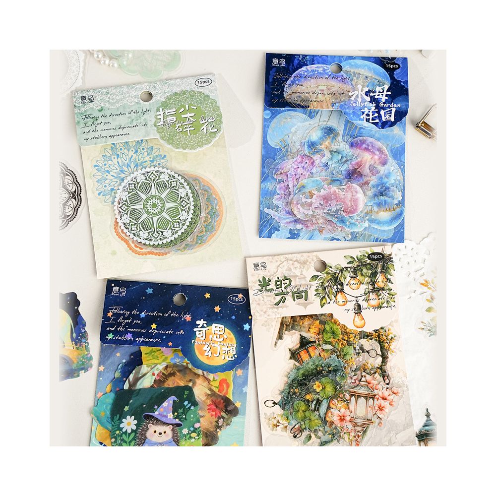 Light Direction Series Different Theme PET Stickers 15 Sheets 4 Types image 0