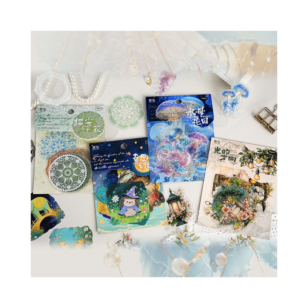 Light Direction Series Different Theme PET Stickers 15 Sheets 4 Types image 1