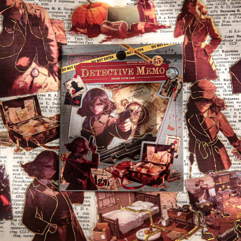 Detective Memo Series Retro PET Stickers 4 Styles image 2