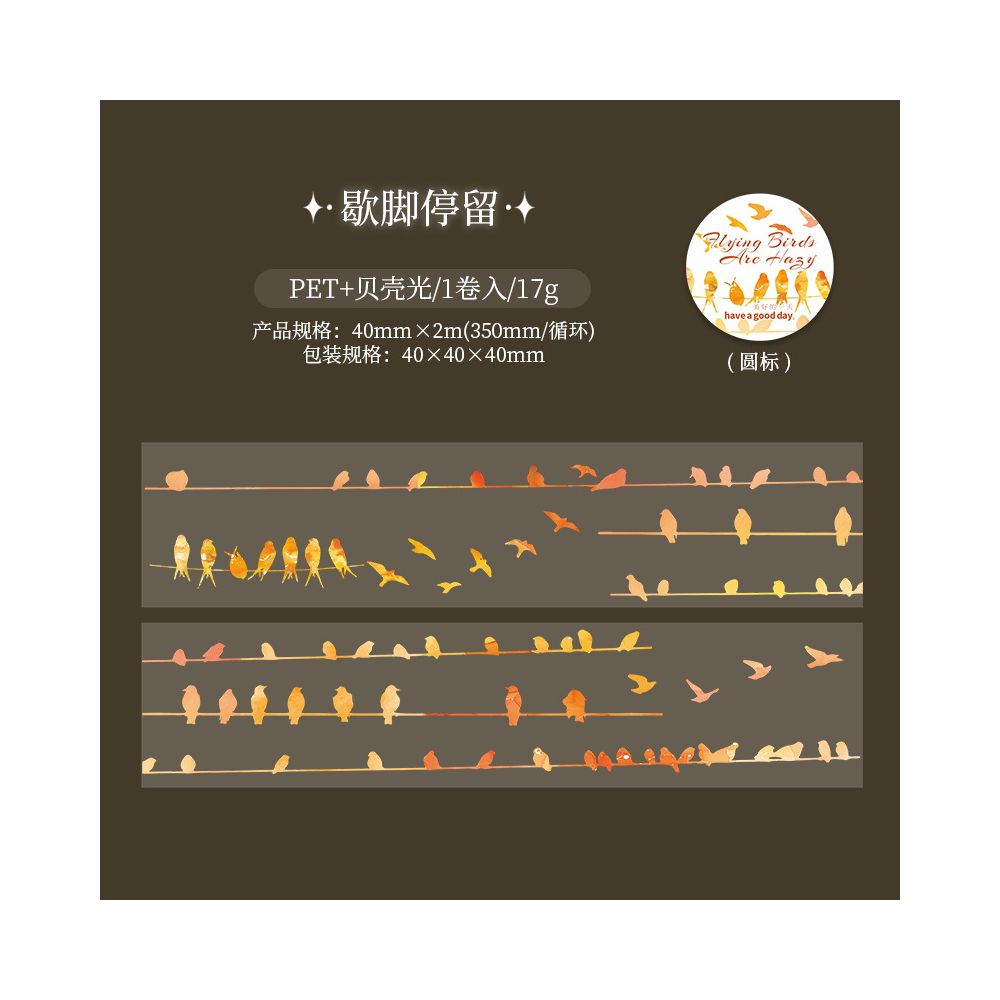 Bird Hazy Series PET Tape 6 Types 4cm / 2m