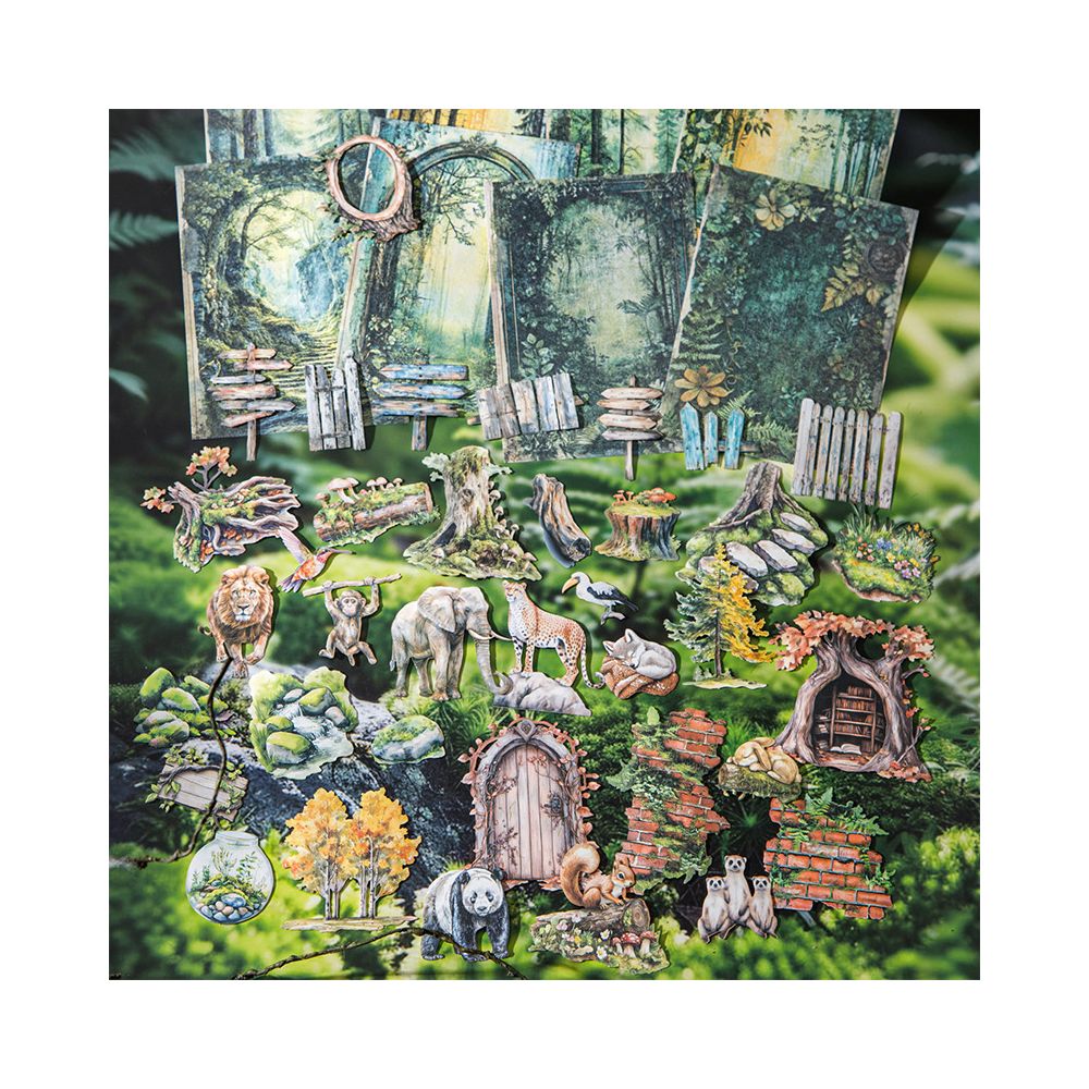 Jungle Adventure Series Forest Animal Paper Sticker Pack 100 Pcs image 2
