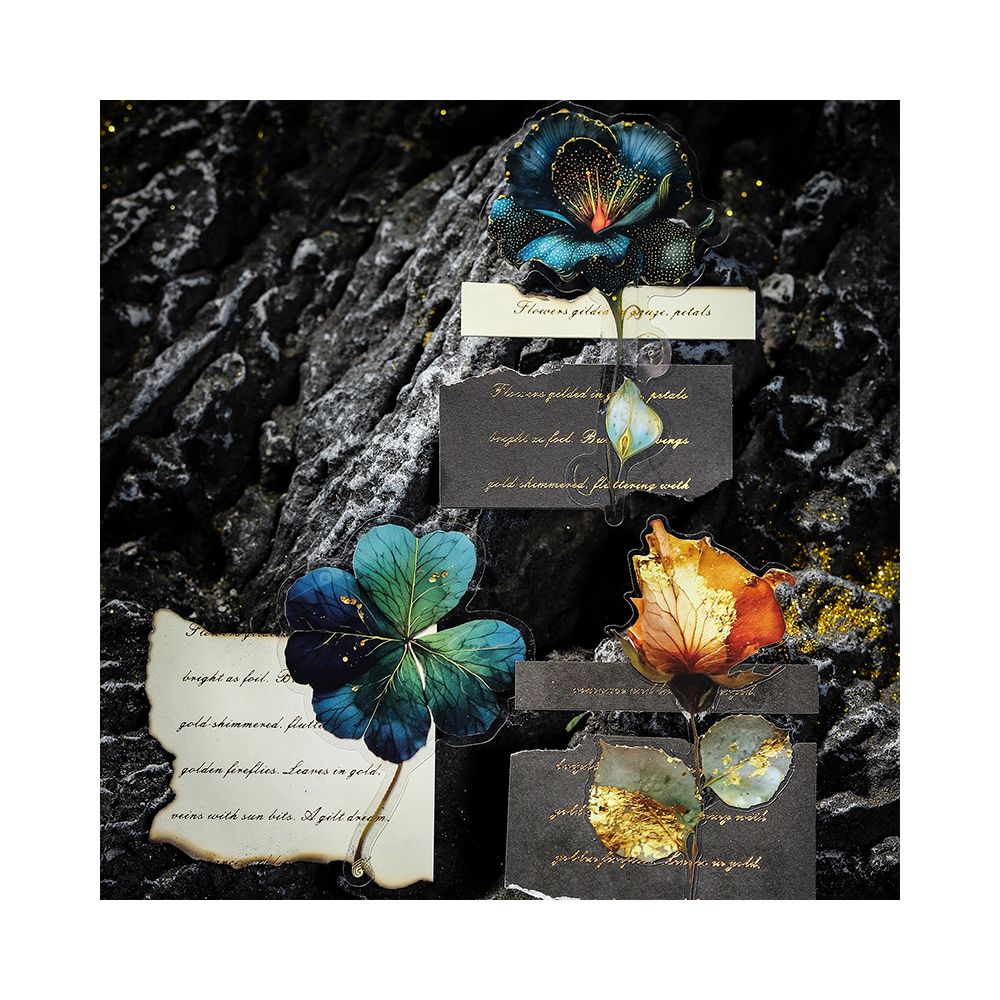 Gilded Flower Shadow Series Large Size Flower PET Stickers 6 Styles 10 Pcs image 1