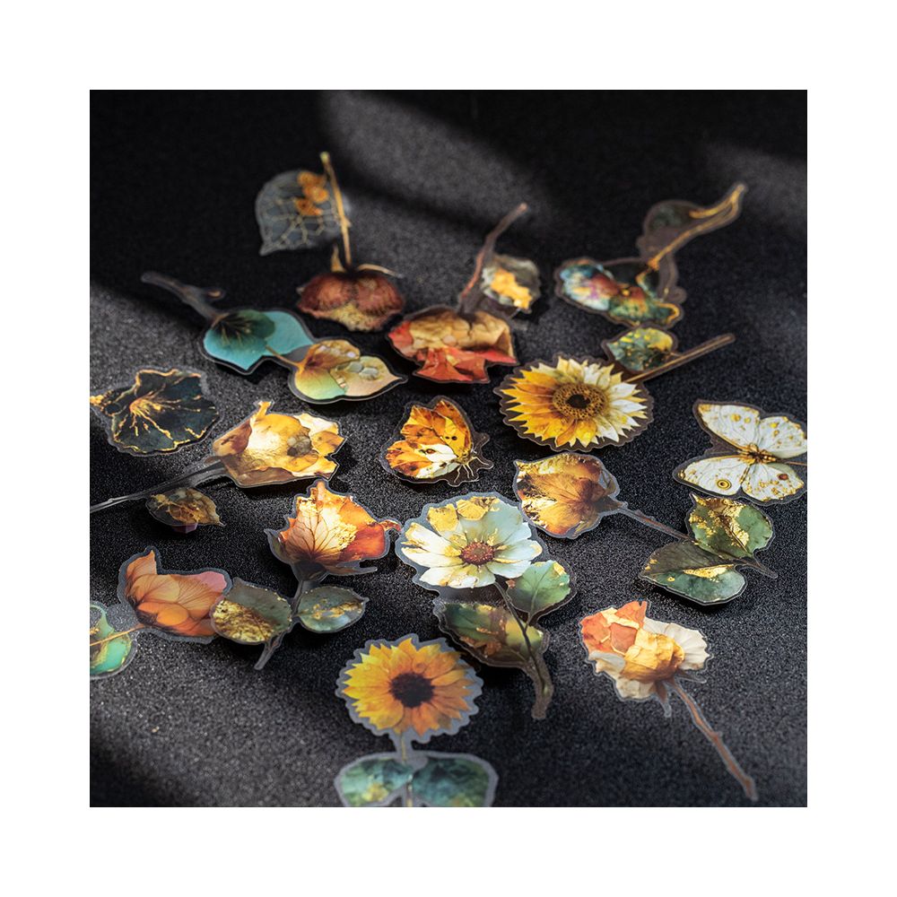 Gilded Flower Shadow Series Large Size Flower PET Stickers 6 Styles 10 Pcs image 2