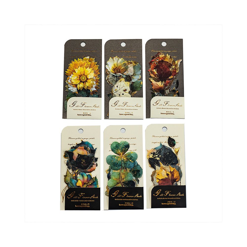 Gilded Flower Shadow Series Large Size Flower PET Stickers 6 Styles 10 Pcs image 4