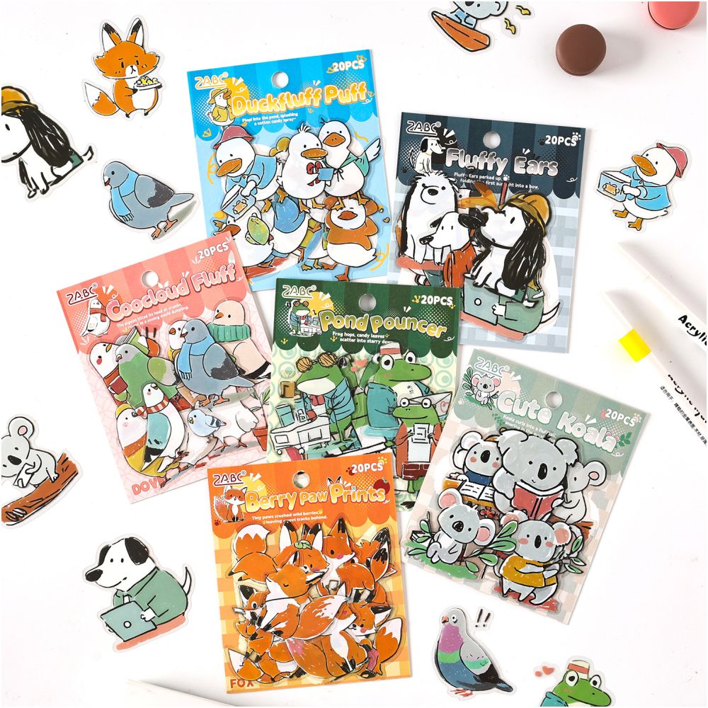 Cartoon theme PET sticker pack 20 pcs 5 styles image 0