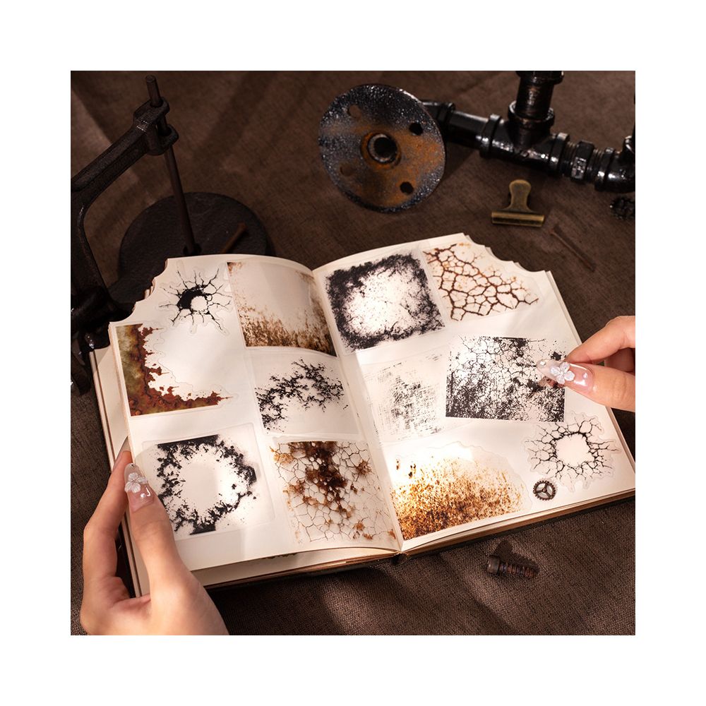 Mottled rust crack series retro PET Stickers 6 Styles 20 Pcs image 3