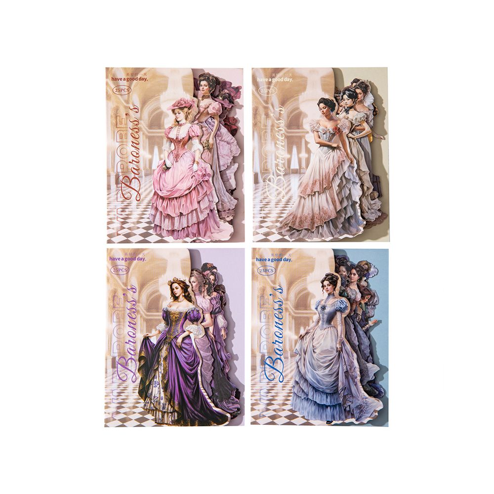 Lady s Wardrobe Series Retro Paper Stickers 4 Styles 25 Pcs image 4
