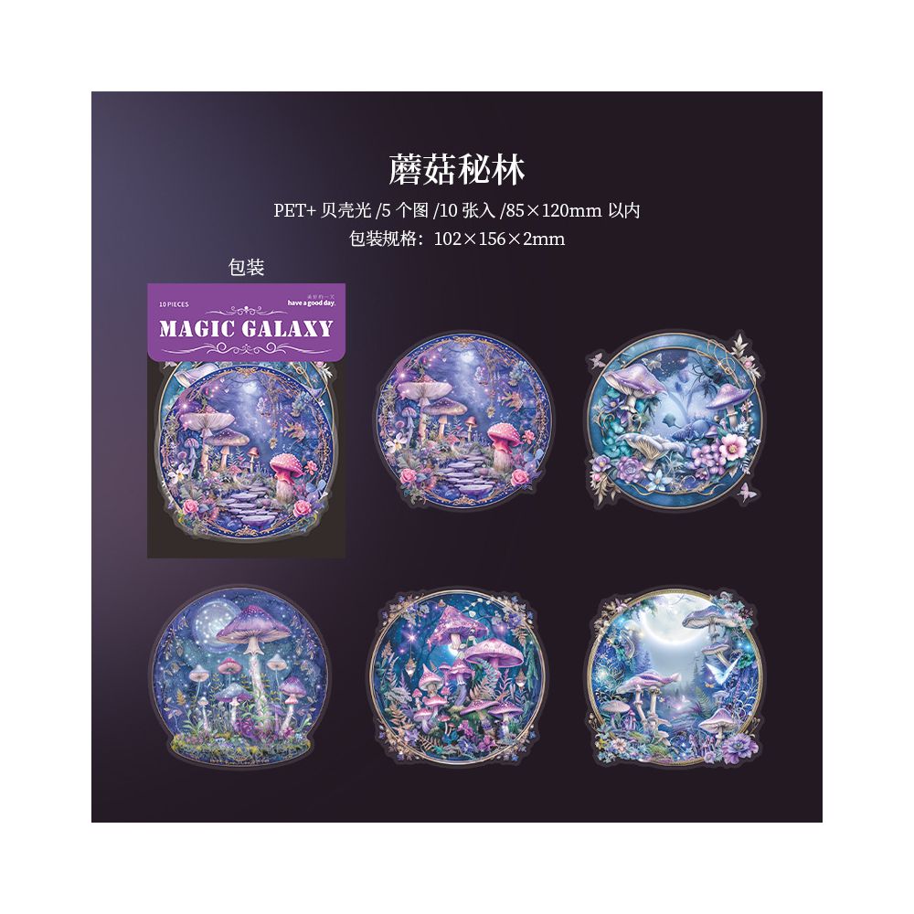 Galaxy Series Large Size PET Stickers 6 Styles 10Pcs