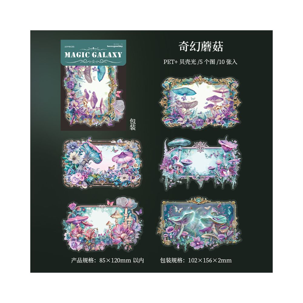 Galaxy Series Large Size PET Stickers 6 Styles 10Pcs