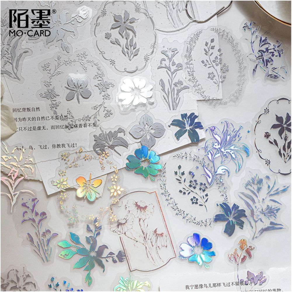 Dream Series Original Literary Silver Material 3D PET Stickers 6 types 30 Sheets image 3