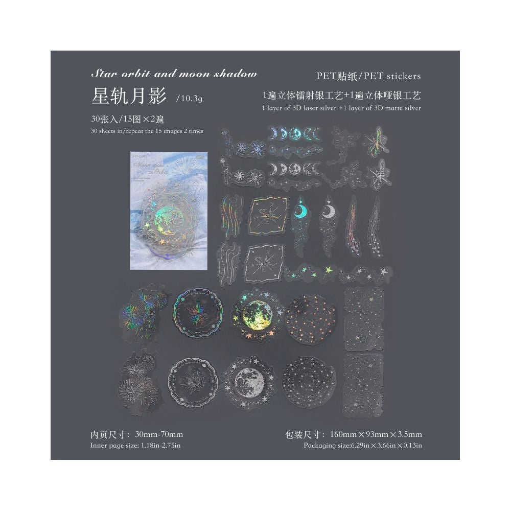 Dream Series Original Literary Silver Material 3D PET Stickers 6 types 30 Sheets image 7