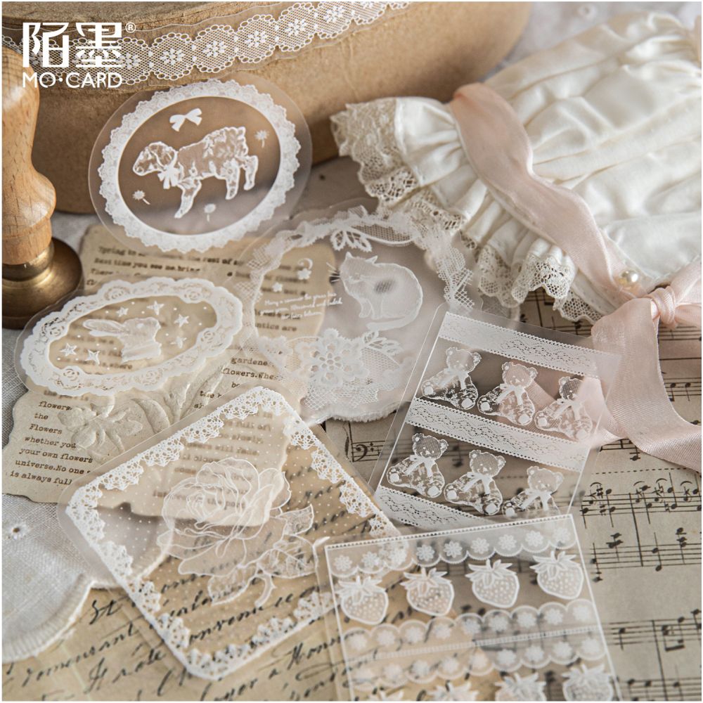 Lace Story Series Retro PET Stickers 6 Types image 1