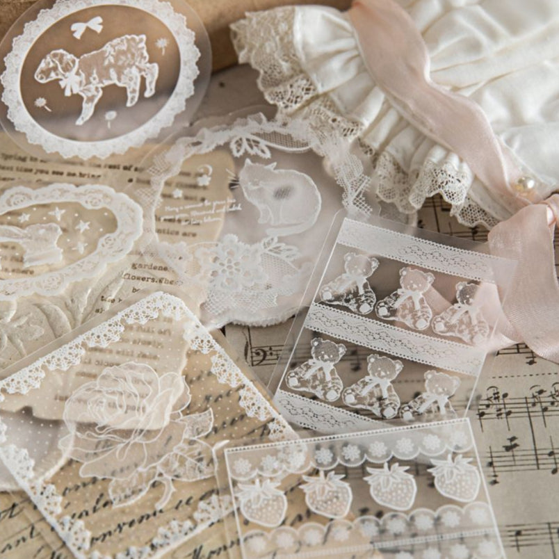Lace Story Series Retro PET Stickers 6 Types image 0
